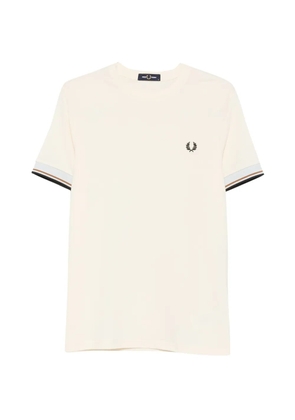 Fred Perry logo-embroidered striped-cuff T-shirt - Yellow