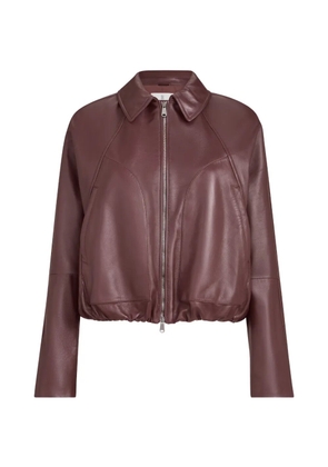 Brunello Cucinelli nappa-leather outerwear jacket with drawstring and Monili - Red