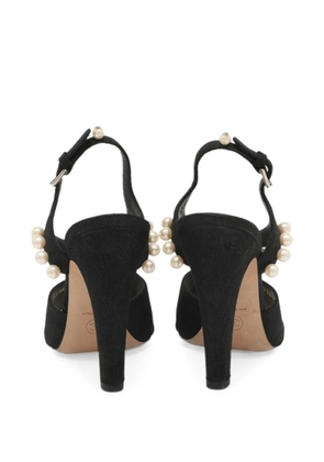 CHANEL Pre-Owned pearl-embellished suede sandals - Black