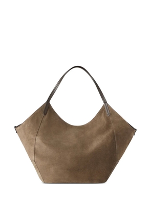 Brunello Cucinelli BC Duo shopper in water-resistant alpaca and wool Prince of Wales with Monili - Brown