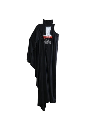 Balenciaga one-shoulder graphic-print maxi dress - Black