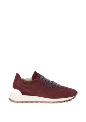 Brunello Cucinelli suede runners with shiny tab - Red