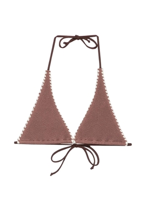 MC2 Saint Barth Guiana crinkle embroidered bikini top - Brown