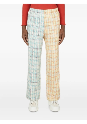 (di)vision check-pattern contrasting-panel trousers - Blue