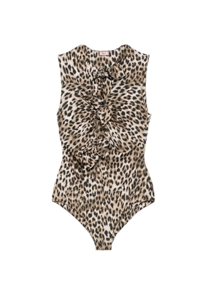 Nº21 leopard-print knotted bodysuit - Neutrals