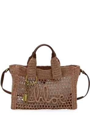 Chloé small Summer Banana woven-raffia shoulder bag - Neutrals