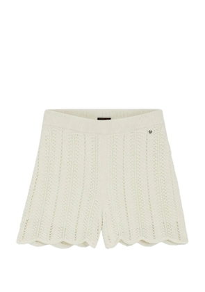 BOSS pointelle-knit scalloped-edge shorts - White