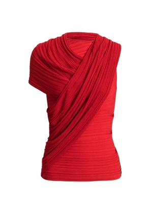 Balmain sleeveless asymmetrical viscose top - Red