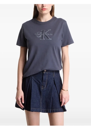 Calvin Klein logo-embroidered T-shirt - Blue