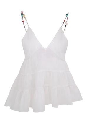 AZEEZA Viola ruffled tiered top - White