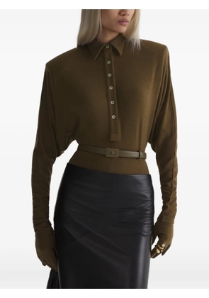 Mugler bat-sleeve polo bodysuit - Black