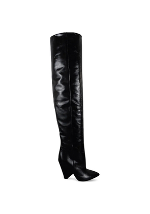 Saint Laurent Niki leather thigh boots - Black