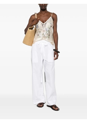 Camilla floral-print lace-trim tank top - Neutrals