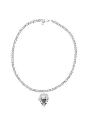 Capsule Eleven heart-pendant emerald necklace - Silver