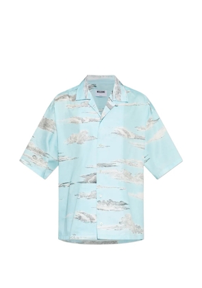 Moschino cloud-print camp-collar shirt - Blue