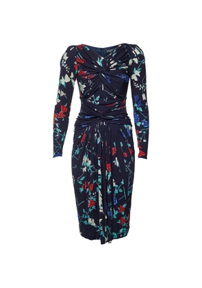 Ferragamo Pre-Owned floral-print ruched dress - Blue