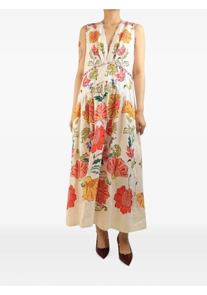 FARM Rio floral-print pompom-trim maxi dress - Neutrals