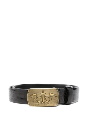 Gianfranco Ferré Pre-Owned 2000s croc-effect buckle belt - Black