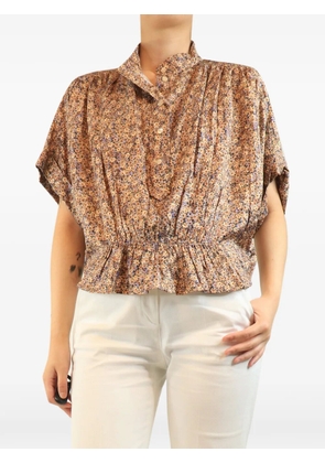 Isabel Marant Vintage floral-print smocked blouse - Brown
