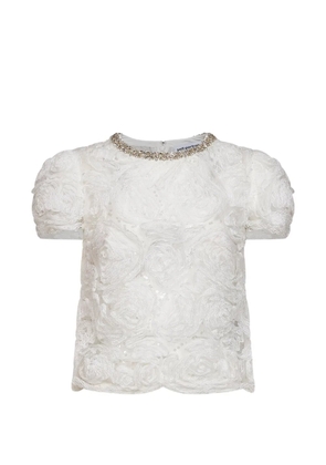 Self-Portrait sequin-embellished lace top - White