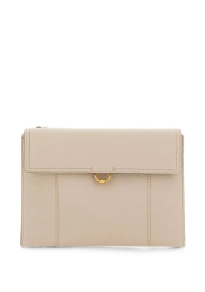 GIANNI CHIARINI Vicky pebbled leather clutch bag - Neutrals