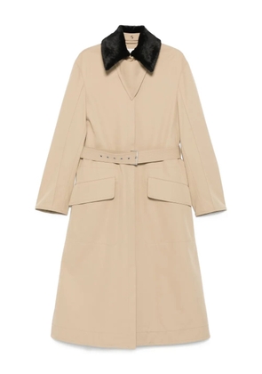 Nanushka belted fur-collar coat - Neutrals