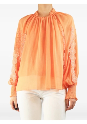 See By Chloé Vintage floral-applique pleated blouse - Orange