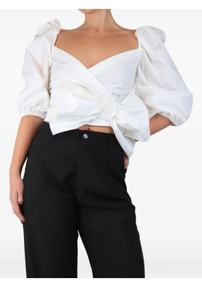 Red Valentino Vintage bow-detail puff-sleeve top - White