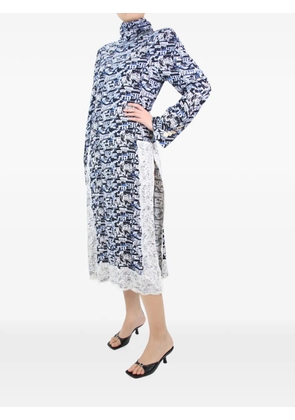 Rowen Rose lace-trim high-neck midi dress - Blue