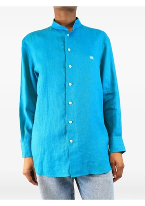Etro Pre-Owned mandarin-collar embroidered shirt - Blue