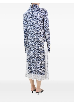 Rowen Rose lace-trim high-neck midi dress - Blue