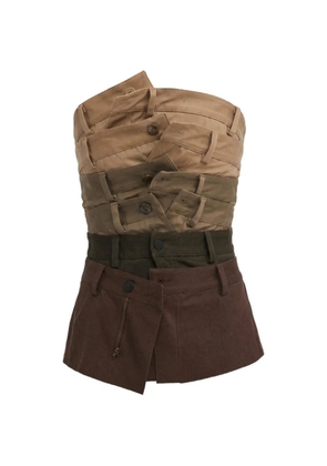 Monse layered-waistband corset top - Brown