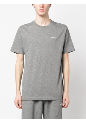 Off-White Wave Outl Diag-print cotton T-shirt - MELANGE GREY WHITE
