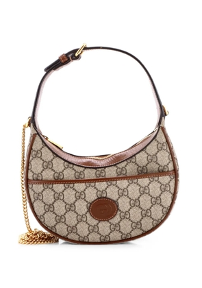 Gucci Pre-Owned Interlocking G Patch Half Moon GG Coated Canvas Mini hobo bag - Brown
