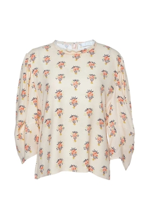 Chloé Pre-Owned printed puff-sleeve blouse - Neutrals