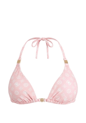 GUESS USA monogram-print halterneck bikini top - Pink