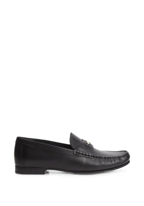 Tommy Hilfiger TH Monogram logo-plaque leather penny loafers - Black