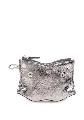 Alexander McQueen crinkled-leather keychain pouch - Silver