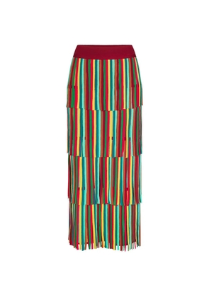 Simon Miller Za Za fringe-trimmed straight maxi skirt - Red