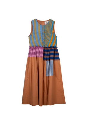 mii Ilana striped ruffled midi dress - Orange