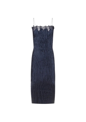 FFORME Lumie lace-trimmed plissé dress - Blue