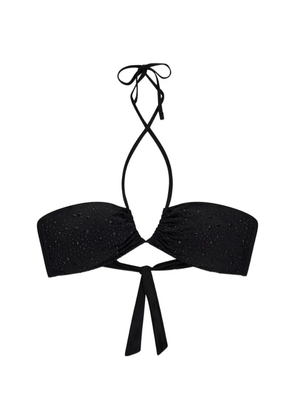 GUESS USA crystal-embellished ruched bikini top - JBLK