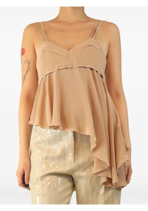 Victoria Beckham asymmetrical silk top - Brown