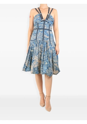 Ulla Johnson floral-print pleated-design midi dress - Blue