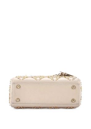 Christian Dior Pre-Owned Lady Dior Chain Bag Crystal Embellished Cannage Quilt Leather Mini satchel - Gold