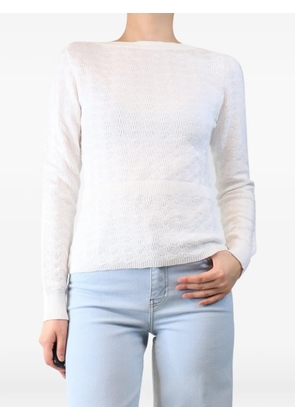 CHANEL Pre-Owned back-fastening knitted cotton blouse - White