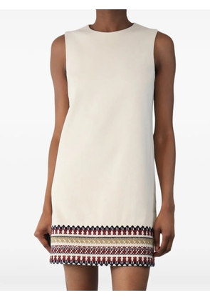 Red Valentino Vintage embroidered-details sleeveless wool mini dress - Neutrals