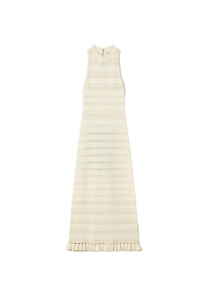 TWINSET long turtleneck knit dress with ruffles - Neutrals