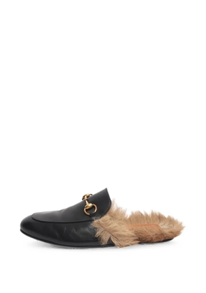 Gucci Pre-Owned Horsebit fur-trim mules - Black