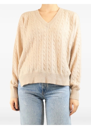 Brunello Cucinelli Vintage cable-knit V-neck sweater - Neutrals